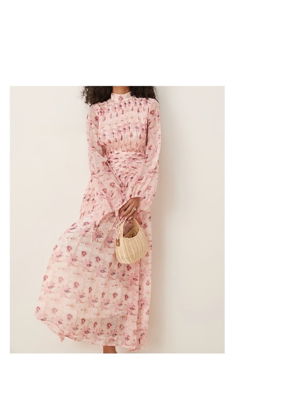 ASOS Pink Floral High-Neck Maxi Dress